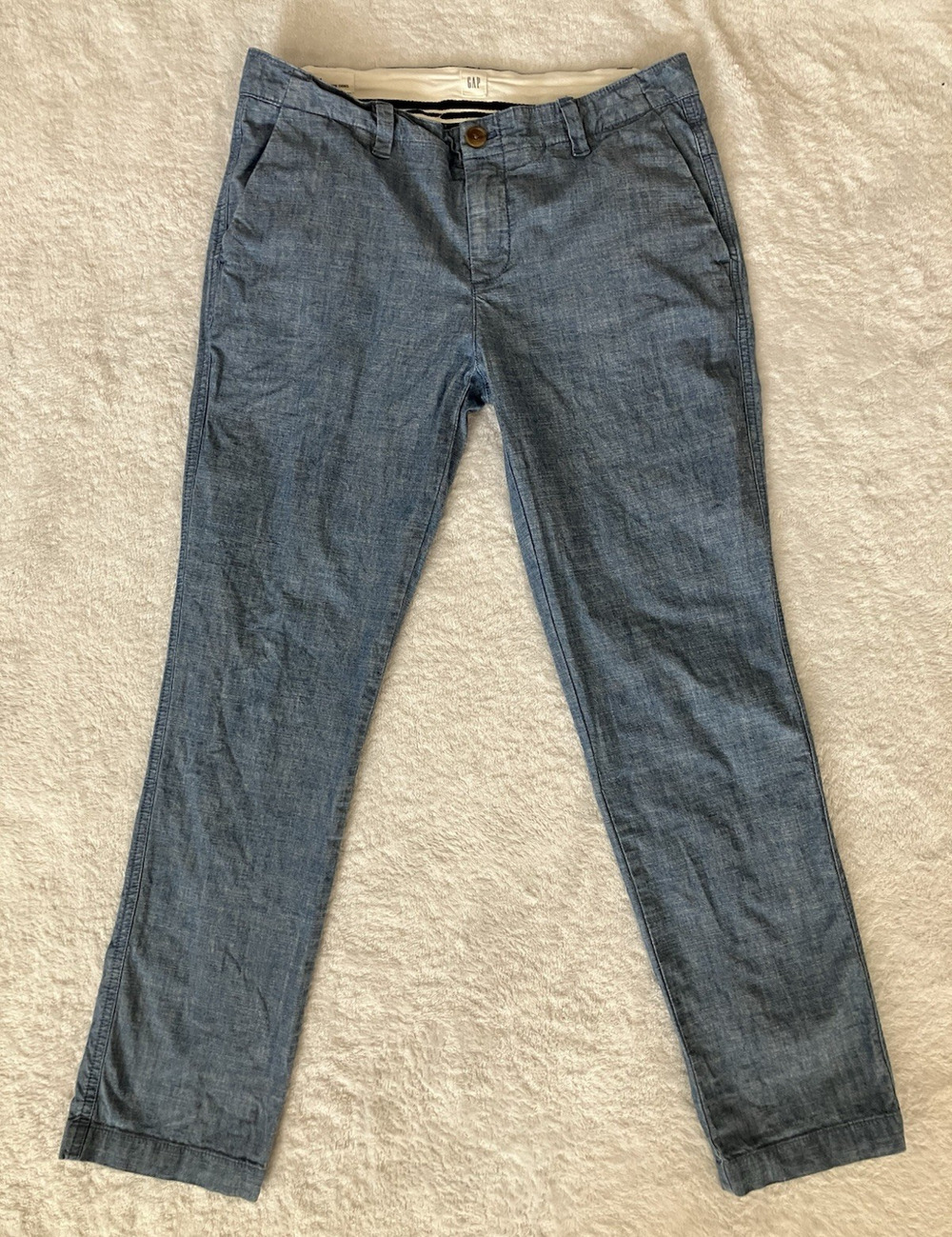 GAP Pants Trousers Girlfriend Chino Womens Light Indigo Blue Chambray Capsule 4